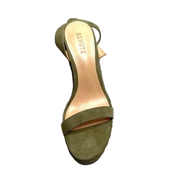 NIB SCHUTZ EDUARDA WEDGE SANDALS IN ASPEN GREEN SZ:9.5  NWT - Picture 8 of 13